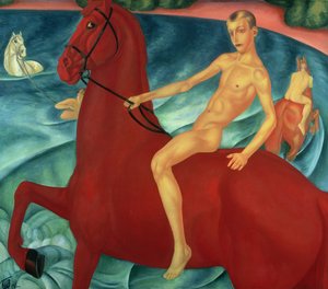 赤い馬の水浴び、1912 作： Kuzma Sergeevich Petrov Vodkin