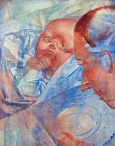 母と子 - ペトロフ＝ヴォドキン（Petrov-Vodkin）, Kuzma Sergeyevich（1878-1939） - 1922 - 油彩・キャンバス - 64,2x50,3 - 個人蔵 作： Kuzma Sergeevich Petrov Vodkin