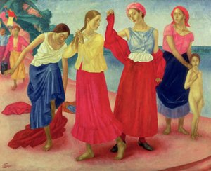 ヴォルガの若い女性たち、1915 作： Kuzma Sergeevich Petrov Vodkin