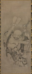 道教の仙人と一緒にいる布袋。布袋、1575～1600年頃。