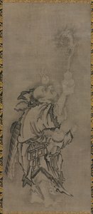 道教の仙人と一緒にいる布袋。瓢箪と龍を持つ仙人 1575-1600年頃 作： Kyūseki Tomonobu