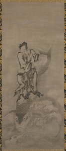 1600 年代後半から 1700 年代前半の布袋と道士の仙人。 作： Kyūseki Tomonobu