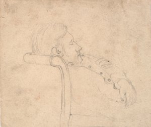 ソファで寝ている男。 半身像 作： Laurits Andersen Ring