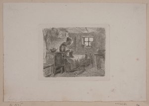 編み物の奥さんがいる農家 作： L.A. Schou
