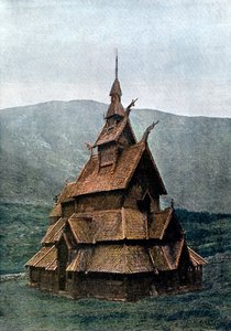 ボルグンド・スターヴ教会（ノルウェー、ソグン・オ・フィヨルデン）1890年頃 作： L Boulanger