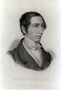 カール・マリア・フォン・ウェーバー（1786-1826）ドイツの作曲家の肖像（エングレービング） (モノクロ写真) 作： L. Holle