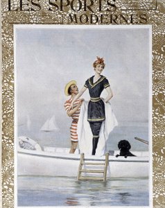 海水浴 - L.ロッシの水彩画（「L