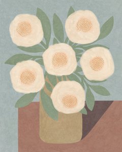 黄色い花瓶の白い花、2023年（デジタル） 作： Lady Ann de Borja