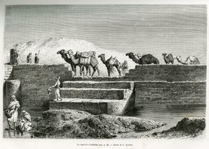 アブドラの貯水池（サウジアラビア） エドゥアール・シャルトン（1807-1890）率いる『世界旅行』に掲載された「アラブ民族発祥の地、ネイドへの巡礼」の挿絵 1882年（リトグラフ 作： Lady Anne Blunt