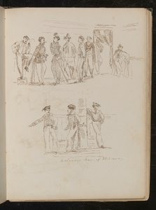 内部に立っている8人の兵士の研究、3人のサルデーニャの兵士の研究 作： Lady Butler