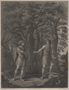 「パラモンとアルサイト」のイラスト、フランチェスコ・バルトロッツィ1797年版（点刻） 作： Lady Diana (after) Beauclerk