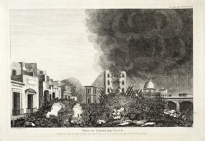 トッロデルグレコのビュー：1794年6月15日、ベスビオ火山噴火後8日目に撮影（1822年、彫刻とエッチング） 作： Lady H. Fitzgerald