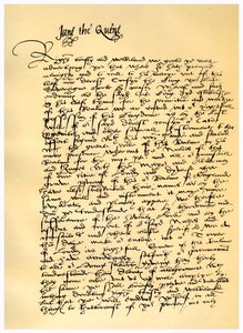 レディジェーングレイからウィリアムパーへの手紙、1553年7月10日。 作： Lady Jane Grey