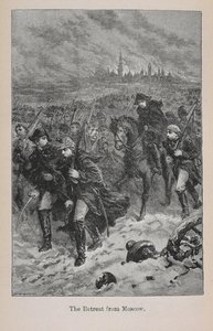 モスクワからの撤退、「リトルアーサーのフランスの歴史：初期から第2帝国の崩壊まで」のイラスト、1899年発行 作： Lady M. Chalcott
