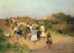 家に帰る途中の収穫機、1881 作： Lajos Deak Ebner