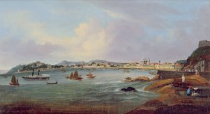 中国、マカオの港、1855年頃（キャンバスに油彩） 作： Lam Qua (attr. to)