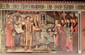 ロバート・シャーバーン司教とヘンリー8世（1491-1547）c.1508-36（壁画）
