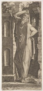 聖フィリップ、左手を腰に置き、右手を彼の上に置いて立っています..., 1545. 作： Lambert Suavius