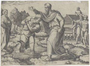 ピリポによるエチオピアの宦官の洗礼 使徒行伝の情景（シリーズタイトル） 作： Lambertus Suavius (attributed to)