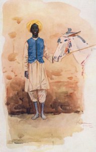 エジプトの人々ロバの少年、ハマー（カラーリトグラフ）