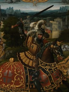 Detalhe da Lenda de São Jorge (óleo sobre painel) 作： Lancelot (school of) Blondeel