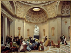 1835年、追放礼拝堂での儀式（パリ8区パスキエ通り29番地にあるパリの礼拝堂）。セオドア・トルパン・ド・クリッセ（1782-1859）の絵 作： Lancelot Théodore Turpin de Crissé de Crissé