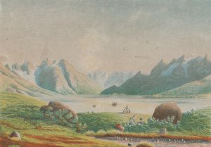 1863年、グリーンランドのタセルミウトにあるクグスアク湖。 作： Lars Møller