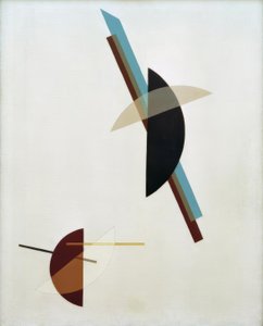 白い背景の上 作： Laszlo Moholy Nagy