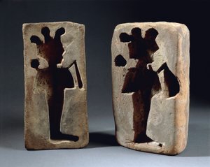 アビュドス出土のオシリス像の鋳型2点 作： Late Period Egyptian
