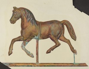 小さな金属製の風見鶏、1940年頃。 作： Laura Bilodeau