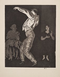 スペインのダンサー No. II、パブ。 1923年。 作： Laura Knight