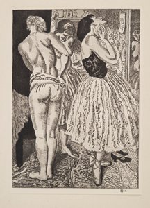 バレエの三美神、パブ。 1927年。 作： Laura Knight