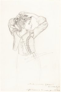 若い女の子のドレッシング 作： Laura Theresa Alma Tadema