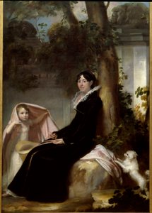 アブランテス公爵夫人ジュノー夫人の肖像画と娘のヴァレンタイン ジュノー将軍の妻でフランスの小説家であるロール ペルモン (1784-1838) の肖像画。 Domenico Pellegrini (1759-1840) による絵画。 1,45 x 2,35m ボルドー。 美術館 作： Laure Junot Abrantes
