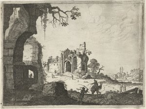 風景の中の 2 つの遺跡 古代ローマの建物のある風景（シリーズタイトル） 作： Laurens Barata