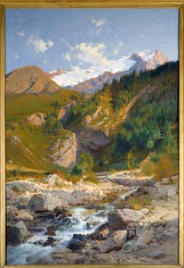 激流には、チャヴァルチェレ、タブチェット氷河、メイジェ山の風景があります。 Laurent Guetal（1841-1892）による絵画1888年グルノーブル美術館、美術館 作： Laurent Guétal