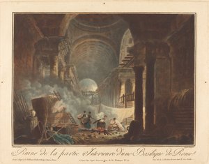 ローマの大聖堂内部の廃墟 作： Laurent Guyot after Hubert Robert
