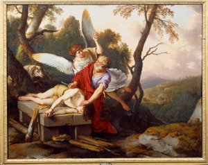 息子イサクを犠牲にするアブラハム ローラン・ド・ラ・ハイレ（1606-1656）の絵画 1650年 ランス、サン・ドニ美術館