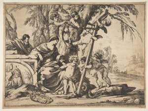 蛇を踏んだキリストの子を持つ聖家族、1639年。 作： Laurent de la Hyre