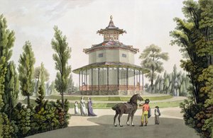 ヨハンツィーグラー（c.1750-c.1812）によって彫刻された、アイスグロブにあるリヒテンシュタイン宮殿の中国の夏の家の眺め、1792