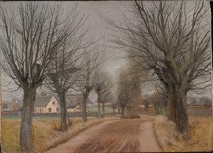 1898年、ジーランド、ヴィンデロッド近郊の道路。 作： Laurits Andersen Ring