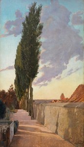 ポプラのある風景。 1895 年 9 月の夕方。 作： Laurits Andersen Ring