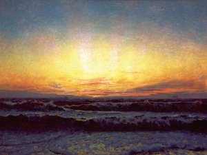 荒天の北海。日没後。 Højen 作： Laurits Regner Tuxen
