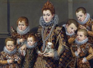 6人の子供を持つBiancadegli UtiliMaselliの肖像c。 1605（キャンバスに油彩） 作： Lavinia Fontana