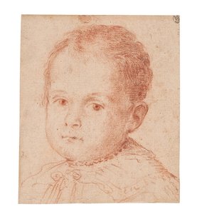 真珠のネックレスをした子供の習作。 作： Lavinia Fontana
