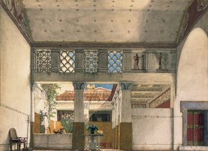 ガイウス・マルシウスの家の内部（紙に水彩） 作： Lawrence Alma Tadema