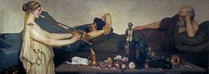 ポンペイの情景」または「シエスタ」 - サー・ローレンス・アルマ・タデマ(Alma-Tadema)(1836-1912)の絵画 - 1868 - 油彩・キャンバス - 130x360 - プラド美術館（マドリッド）。 作： Lawrence Alma Tadema