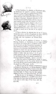 ロイヤル・アカデミー・オブ・アーツ 3月10日の総会で選出された特別委員会の報告書」の余白に描かれた委員のスケッチ 作： Lawrence Alma Tadema