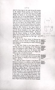 ロイヤル・アカデミー・オブ・アーツ 3月10日の総会で選出された特別委員会の報告書」の余白に描かれた委員のスケッチ 作： Lawrence Alma Tadema