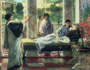 レスビアの家で彼の詩を読むカトゥルス、1870 作： Lawrence Alma Tadema